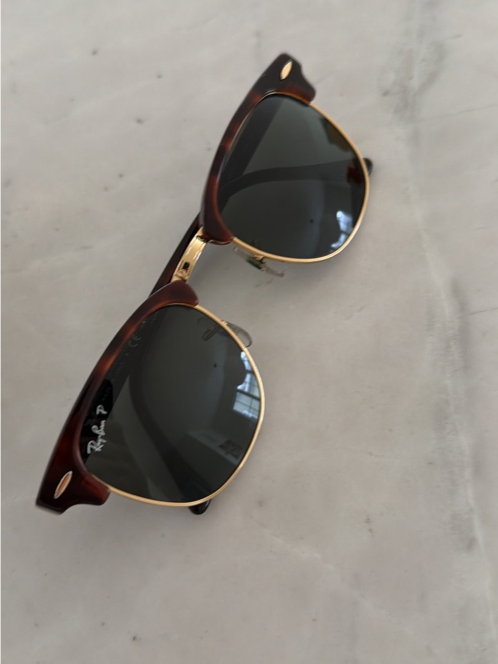 Ray-Ban Clubmaster Sunglasses - Tortoise & Gold Frames with Dark Lenses